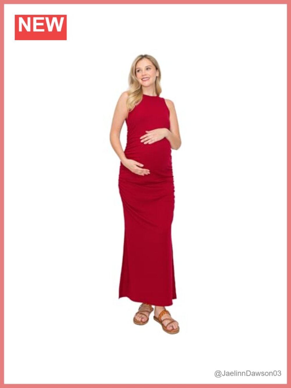 Ribbed Maternity Tank Dress Side Slit Stretch Comfortable